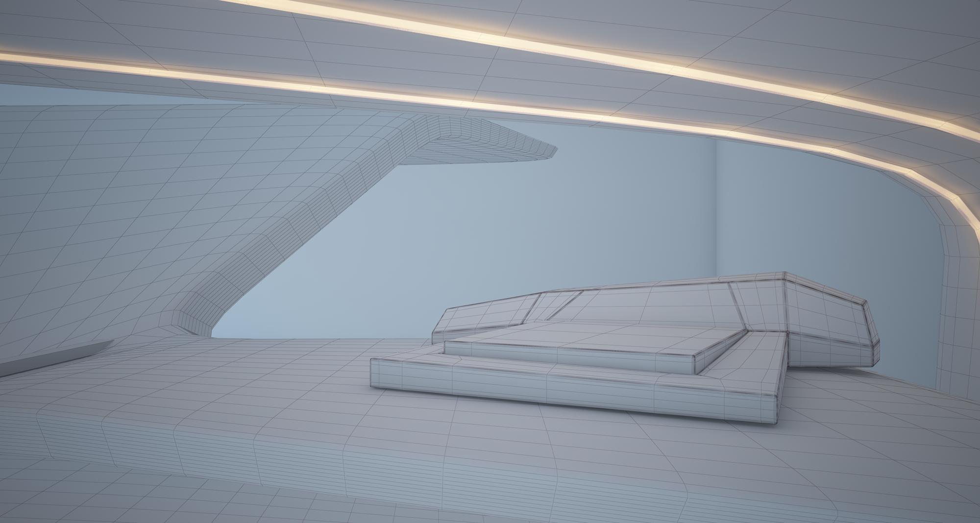 living spațios, design futurist cu linii subțiri